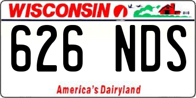 WI license plate 626NDS