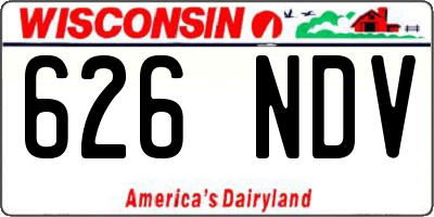 WI license plate 626NDV