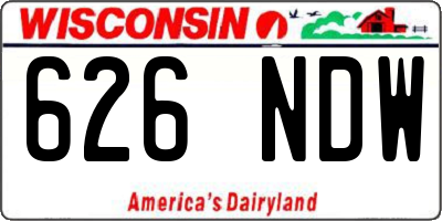 WI license plate 626NDW