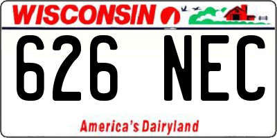 WI license plate 626NEC