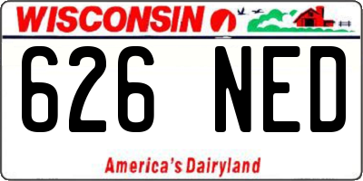 WI license plate 626NED
