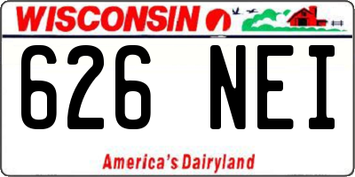 WI license plate 626NEI