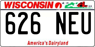WI license plate 626NEU