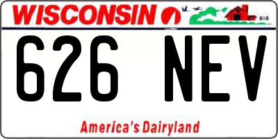 WI license plate 626NEV