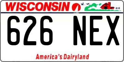 WI license plate 626NEX