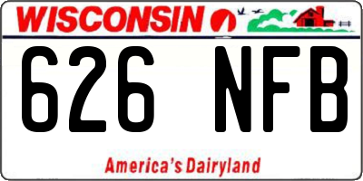WI license plate 626NFB