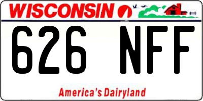 WI license plate 626NFF