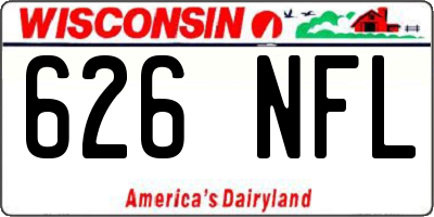 WI license plate 626NFL
