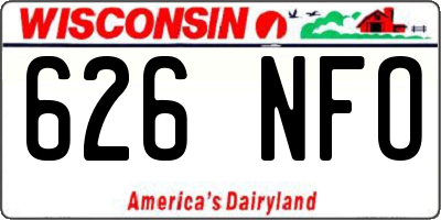 WI license plate 626NFO