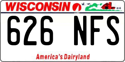 WI license plate 626NFS