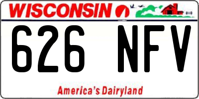 WI license plate 626NFV