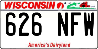 WI license plate 626NFW