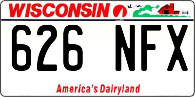 WI license plate 626NFX