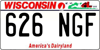 WI license plate 626NGF