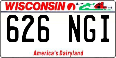 WI license plate 626NGI