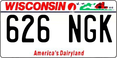 WI license plate 626NGK