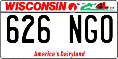 WI license plate 626NGO