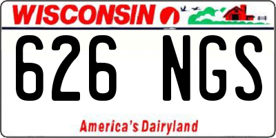 WI license plate 626NGS