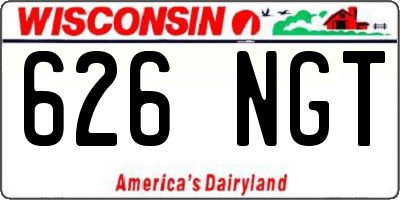 WI license plate 626NGT