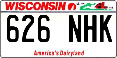 WI license plate 626NHK