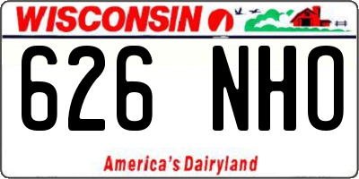 WI license plate 626NHO