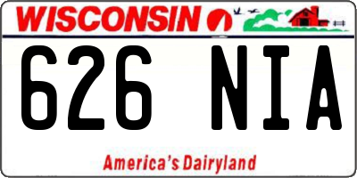 WI license plate 626NIA