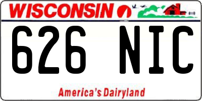 WI license plate 626NIC