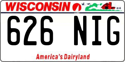 WI license plate 626NIG
