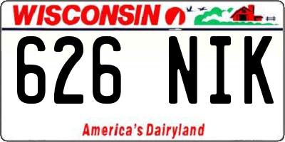 WI license plate 626NIK