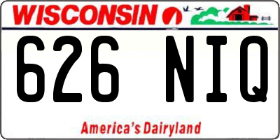 WI license plate 626NIQ