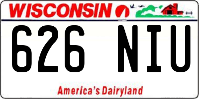 WI license plate 626NIU