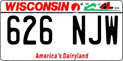 WI license plate 626NJW