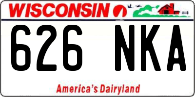 WI license plate 626NKA