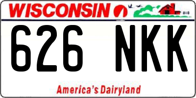 WI license plate 626NKK