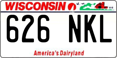 WI license plate 626NKL