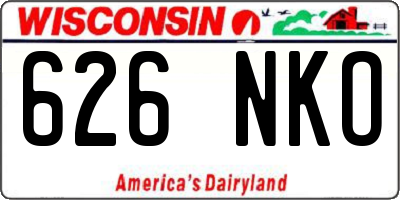 WI license plate 626NKO