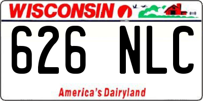 WI license plate 626NLC