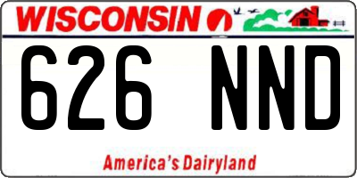 WI license plate 626NND