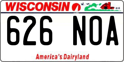 WI license plate 626NOA