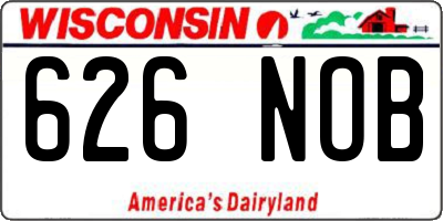 WI license plate 626NOB