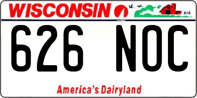 WI license plate 626NOC