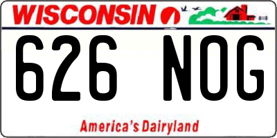 WI license plate 626NOG