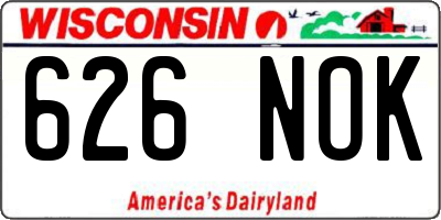 WI license plate 626NOK