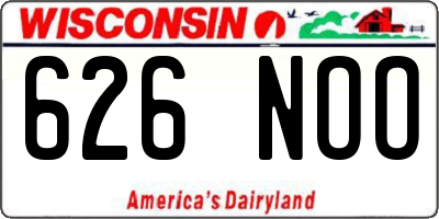 WI license plate 626NOO