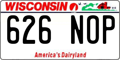 WI license plate 626NOP