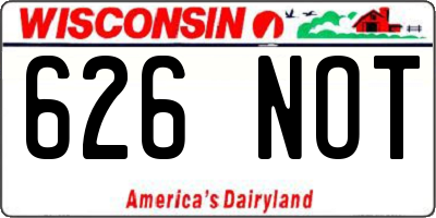 WI license plate 626NOT