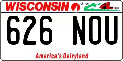 WI license plate 626NOU