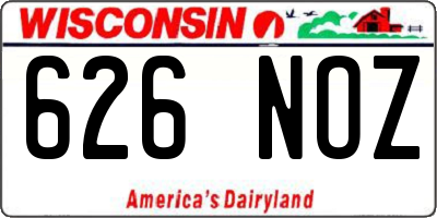 WI license plate 626NOZ