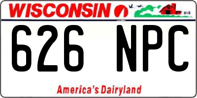 WI license plate 626NPC