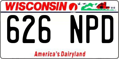 WI license plate 626NPD